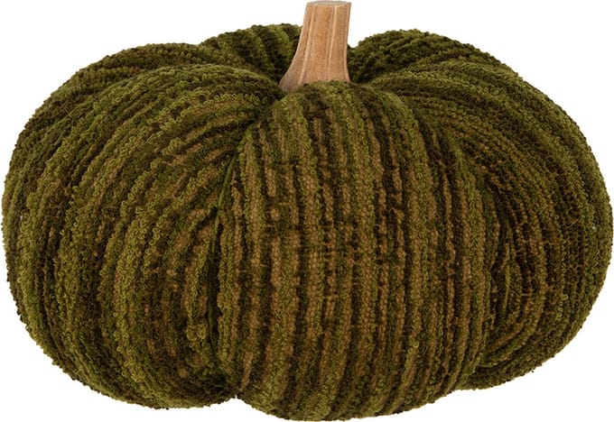 Clayre & Eef Decoratie Pompoen Ø 25x16 cm Groen Polyester Herfst decoratie