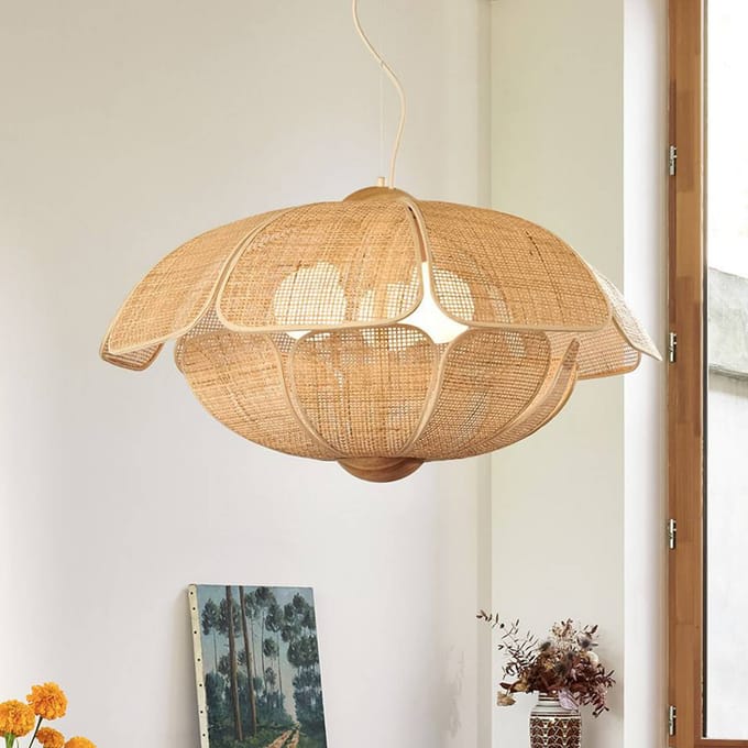MARKET SET hanglamp Coquillage, 70 cm, naturelkleurig, rotan