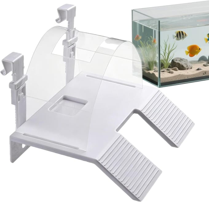 Schildpaddenplateau - Drijvend dok - Reptielen verzorgen - Dubbele ladder - 19 cm lengte - Wit