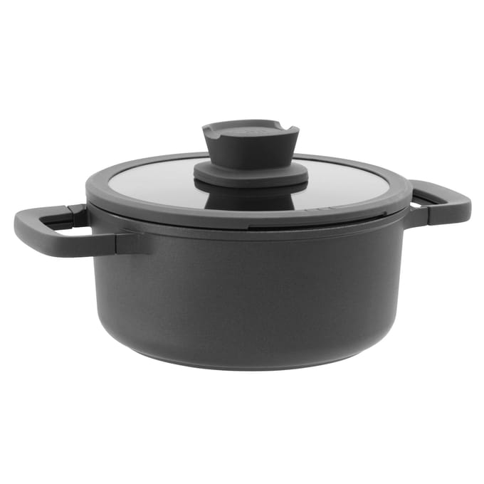 LEO Kookpot antikleef met deksel Stone+ - Ø 20cm - Grijs - PFAS-vrij