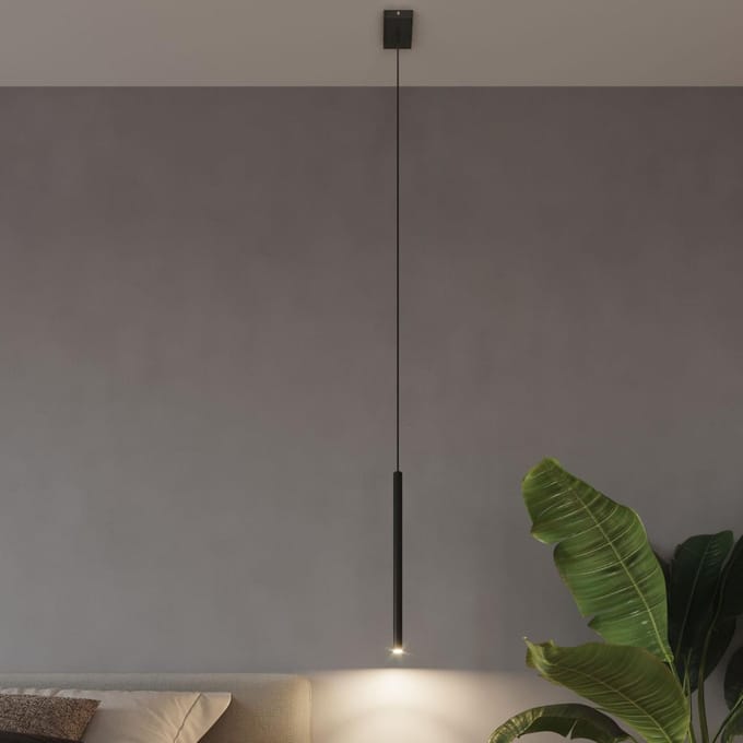 Hanglamp PASTELO 3P met 3 buiskappen op ronde rozet - Sollux Lighting - IP20 - Zwart staal behuizing - 20 x 20 x 90 cm - 3 x G9 LED, exclusief lichtbron - 3 x 8 W - Moderne hanglamp voor woonkamer, slaapkamer en eetkamer