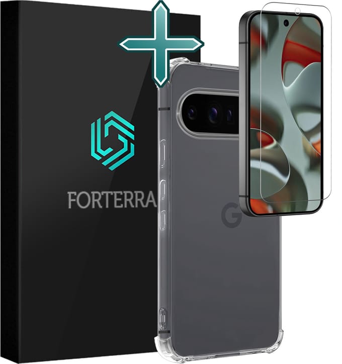 Hoesje Met Screenprotector - Geschikt voor Google Pixel 9 Pro - Sterk & Shockproof - Back Cover - Siliconen Case - Telefoon Hoes - Shock Proof - Transparant