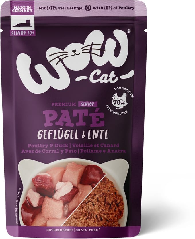 WOW CAT - SENIOR Pouchbeutel 12x125 | Geflügel & Ente