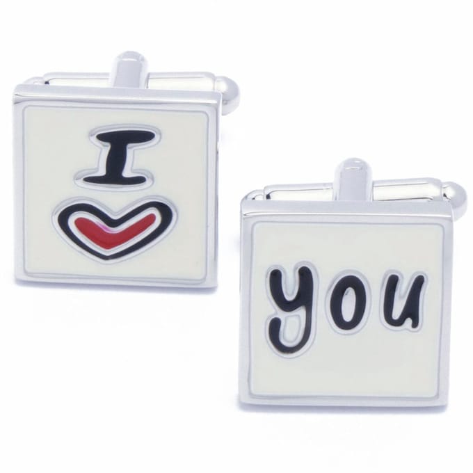 Manchetknopen - I Love You Hartje Rood en Wit