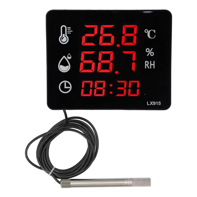 Digitale Hygrometer Thermometer Hoge Nauwkeurigheid LED Display Temperatuur Vochtigheid Meter met Klok red