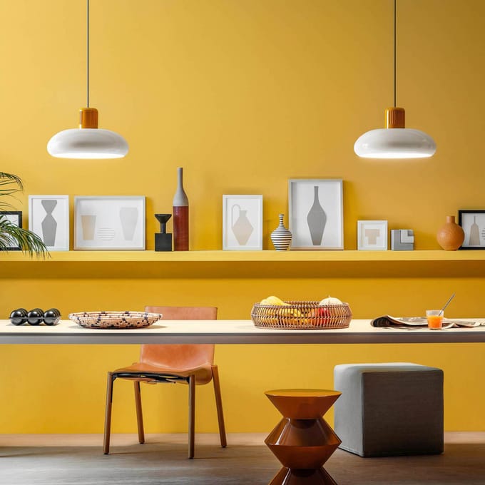 Stilnovo Trepiù LED hanglamp, wit/geel, Ø 40 cm, metaal