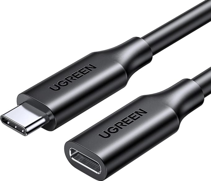 Ugreen - verlengkabel - adapter USB C - (mannelijk) - USB - C - (vrouwelijk) - 100W - 10Gb/s - 1m - zwart