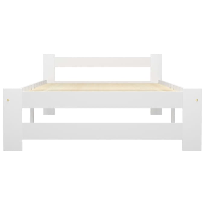 vidaXL - Bedframe - massief - grenenhout - wit - 90x200 - cm