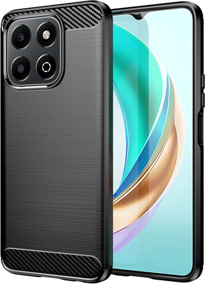 Hoesje geschikt voor HONOR X6b - Techsuit Carbon Silicone Back Cover - Zwart