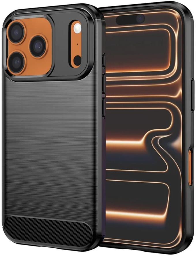 Hoesje geschikt voor Apple iPhone 17 Pro Max - Techsuit Carbon Silicone Back Cover - Zwart