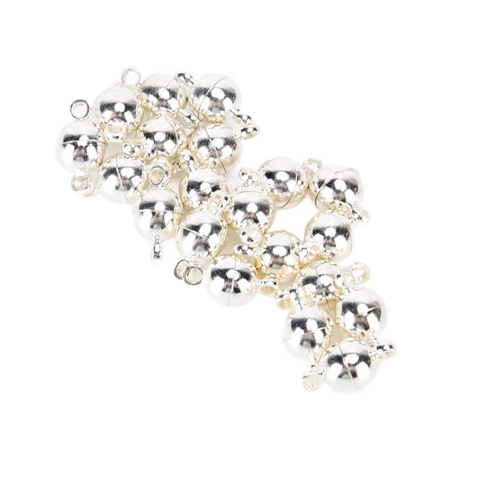 20 Sets Magnetische Sluitingen Rond Messing Modieuze Sieradensluitingen voor DIY Knutsels Kettingen Armbanden wit