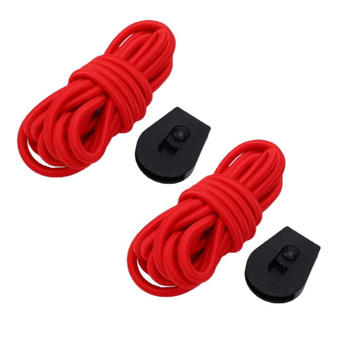 2 stuks Elastische Bungee Koorden Kajak Stretch Touw met Antislip Gesp voor het Vastzetten van Items Op Paddleboard 250cm Lengte 5mm rood