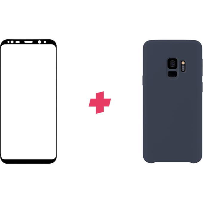 Bundel: Samsung Galaxy S9 screenprotector + blauw Siliconen hoesje
