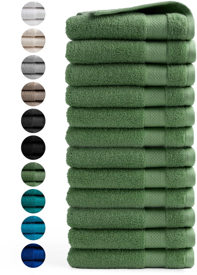 DoubleDry Handdoeken 50 x 100 - set van 12 - Hotel kwaliteit 500 g/m2 - 12x Groen