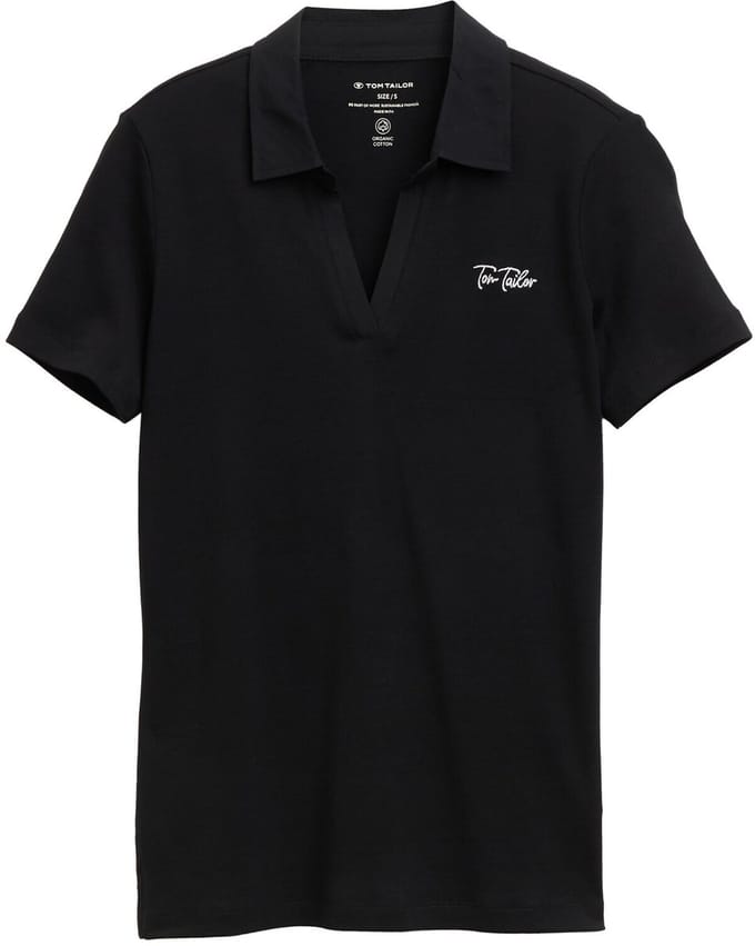 Tom Tailor - Basic poloshirt met geborduurd logo - Maat S - deep black