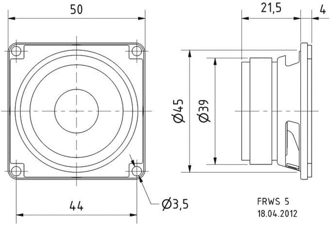 Breedbandspeaker 4W - 150-20000Hz (Zwart, Bekabeld)