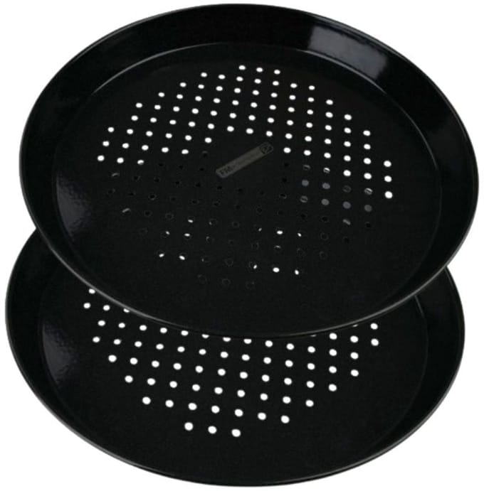 Set van 2 ronde geperforeerde pizzaplaten, oven en barbecue 32 cm FM Professional Barbecue
