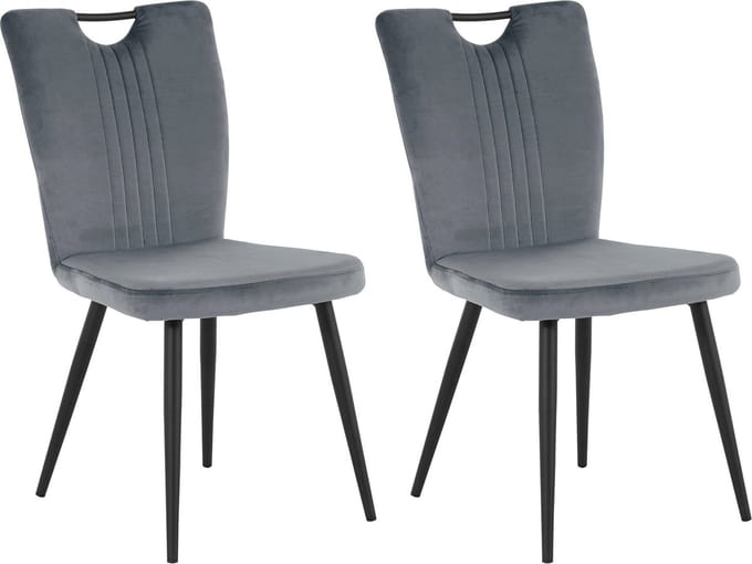 Sari-Stoel - Set van 2 - Grijs/Zwart