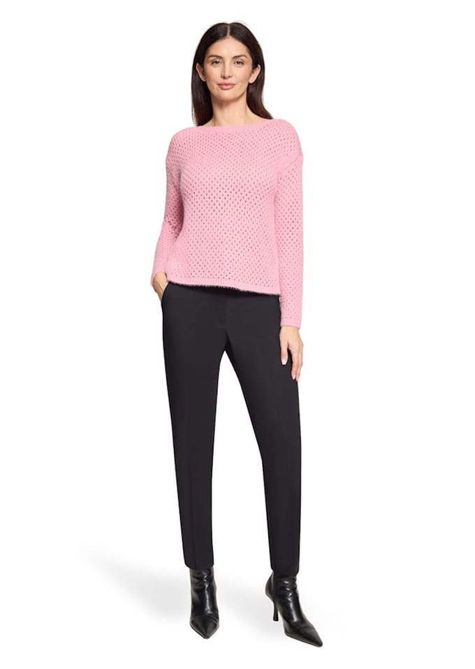 Behaaglijk zachte pullover met ajourpatroon - pink - Gr. 48 van Goldner Fashion