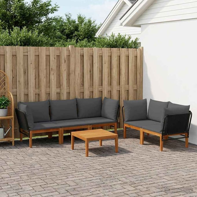 vidaXL - 6 - st - Massief - acaciahout - & - touw - Naturel