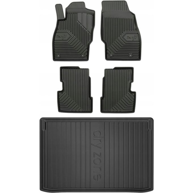 FROGUM Line 77 – Rubber vloermatten & kofferbakmat set – Perfecte pasvorm – Geurloos TPE – Opel Corsa E Hatchback 2014-2019