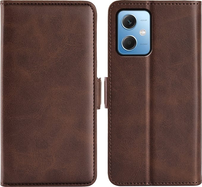 MobyDefend Hoesje - Geschikt voor Xiaomi Redmi Note 12 5G - Luxe Wallet Book Case (Sluiting Zijkant) - Bruin