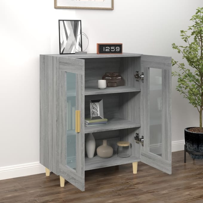 vidaXL - Dressoir - 69,5x34x90 - cm - bewerkt - hout - grijs - sonoma - eikenkleurig