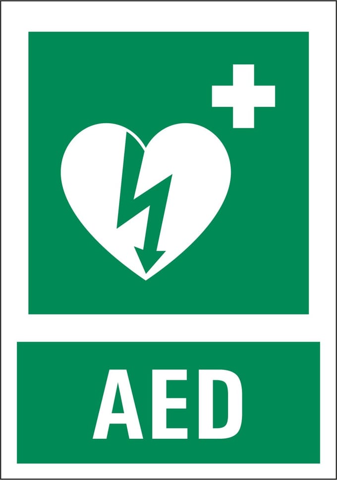 AED sticker met tekst 210 x 297 mm