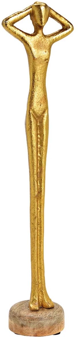 Modern staand beeld, figuur mens, in goudkleur 39cm hoog