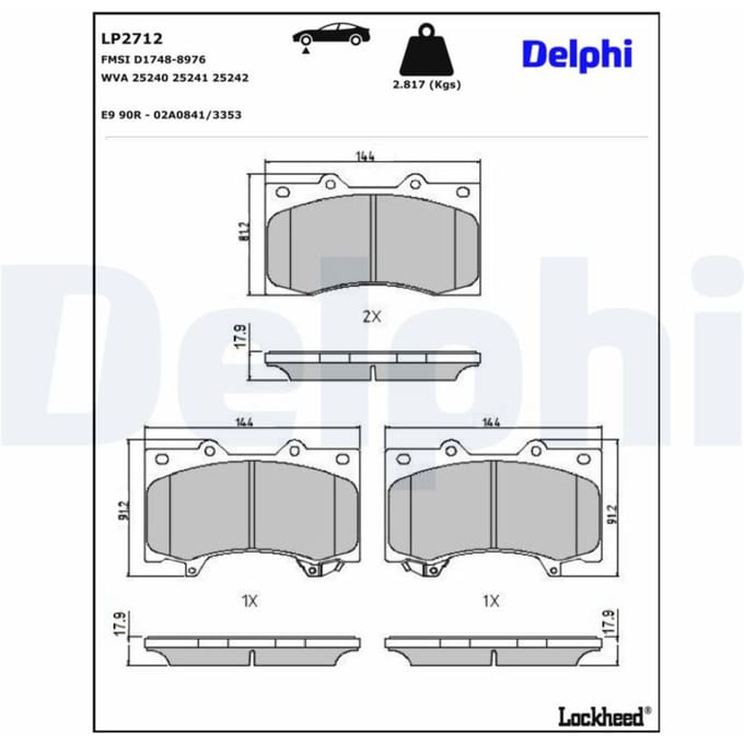 Remblokset DELPHI LP2712, voor