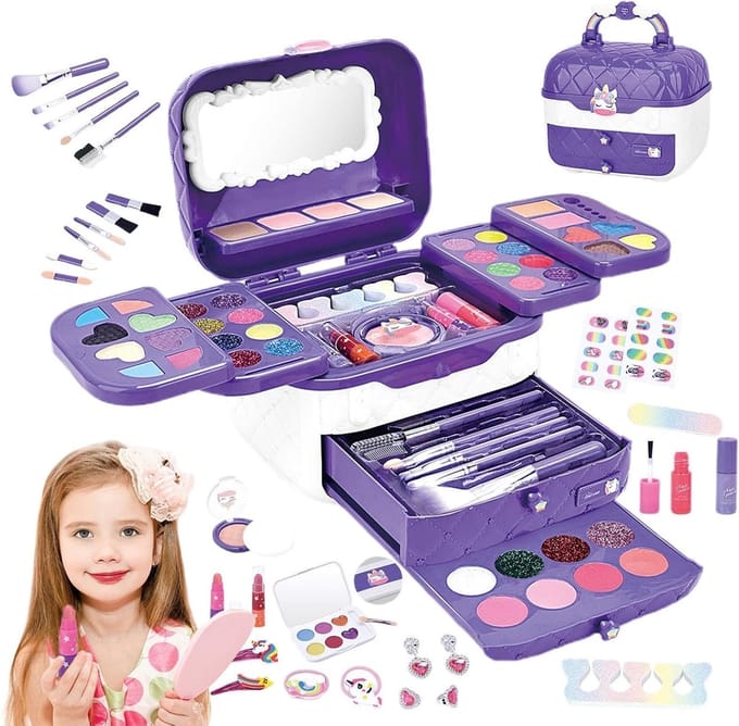 Kinder Make-up Speelgoed - Speel Make-up Set - Creatief Spelen - Wasbaar en Huidvriendelijk - 17 cm - Paars