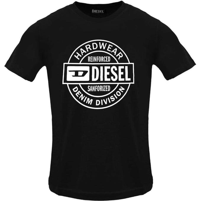Diesel Heren Hardware Cirkel Logo T-Shirt (Zwarte Kaviaar)