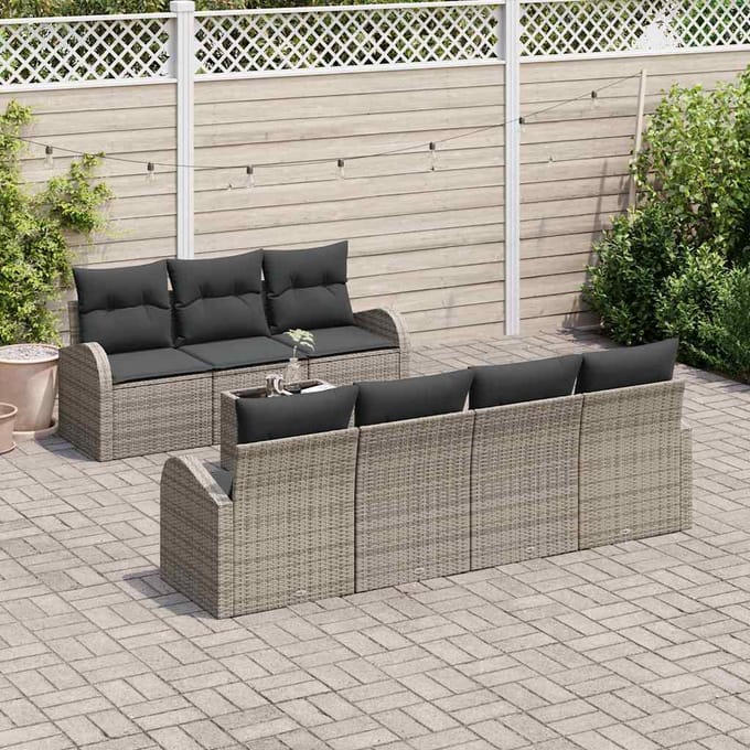 vidaXL - Tuinbank - Set - 8 - st - Grijs - poly - rattan