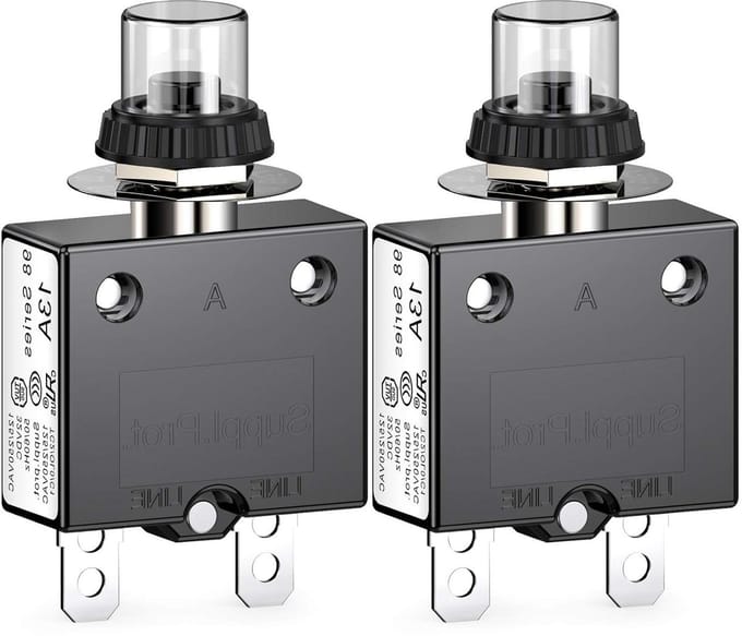 Thermische Schakelaar - Drukknop Reset - Overbelasting Beveiligen - Waterdichte Kap - 13A 2 Stuks - Zwart
