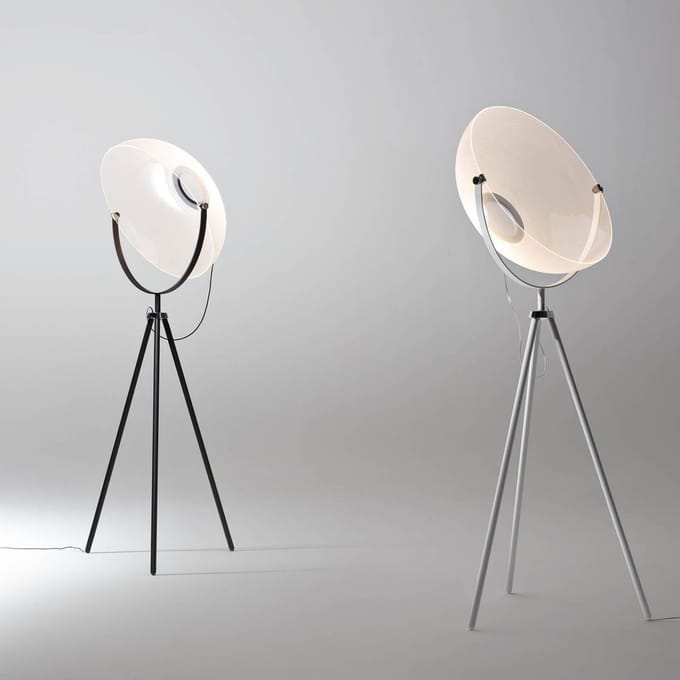 Stilnovo LED vloerlamp Demi Moon, wit, hoogte 196 cm