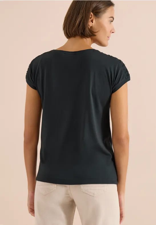 Shirt met korte mouwen en rimpels