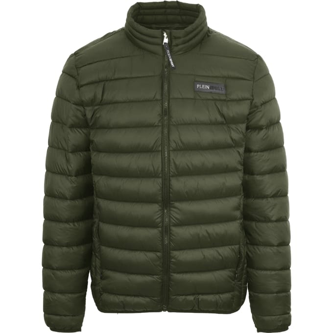 Plein Sport Patch Logo Dun gewatteerd groen jack