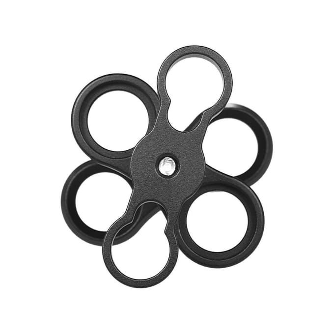 1  Bal Klem Vlinder Clip Arm Dubbele Houder Bevestiging voor Onderwater Fotografie Duiklamp Systeem zwart