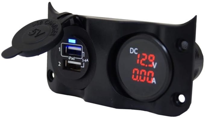 Talamex Wave add-on paneel dubbel USB & Volt/ampere meter