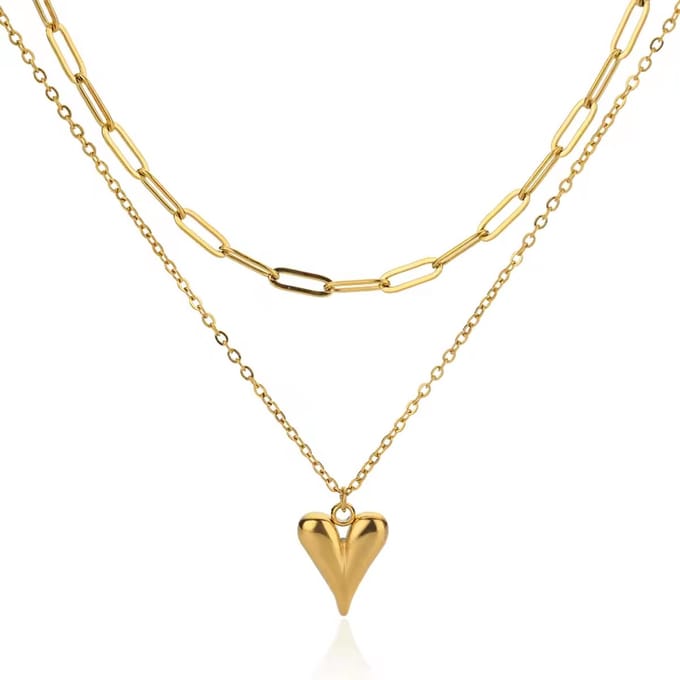 Ketting hartje - RVS - goudkleurig