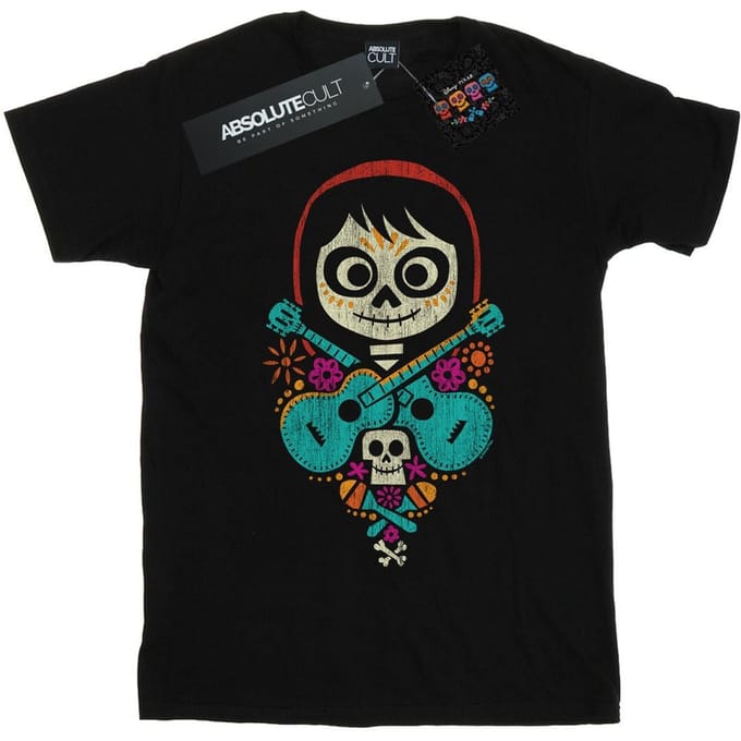 Disney Heren Coco Miguel Gekruiste Gitaren T-Shirt (Zwart)