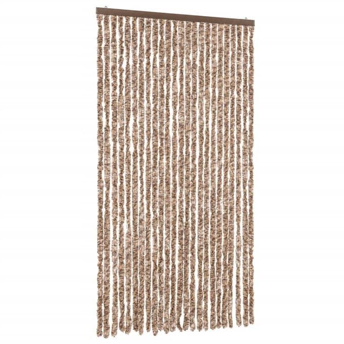 vidaXL - Vliegengordijn - 100x220 - cm - chenille - beige - en - donkerbruin