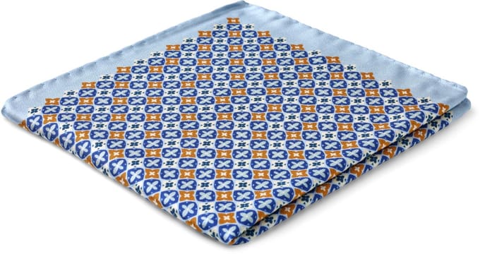 Virtuo | Blauw met bruine zijden pochet