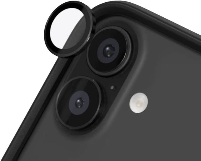 Rhinoshield, Lens Protector geschikt voor iPhone 16 / 16 Plus - Tempered Glass 9H, Zwart