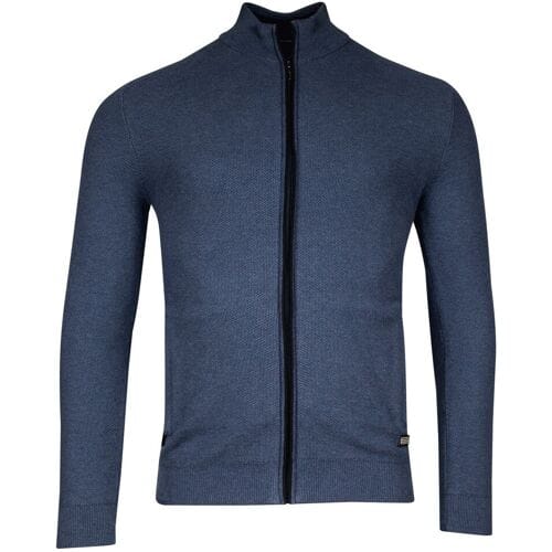 Baileys Vest Cardigan Zip Structure Knit Deep Denim Blue / male