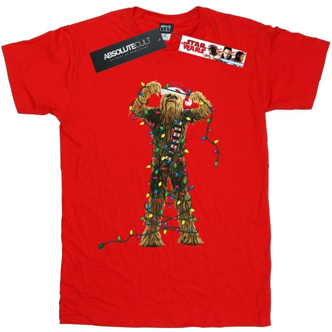 Star Wars Heren Chewbacca Kerstverlichting T-Shirt (Rood)