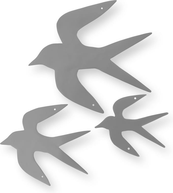 vtwonen Zwaluw Muurdecoratie - Set van 3 - Zilver - Metaal