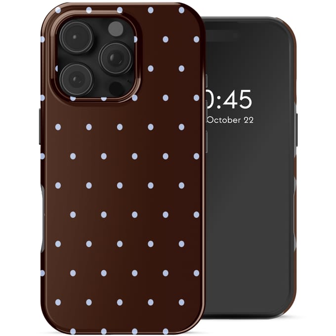 Selencia Hoesje - Geschikt voor Apple iPhone 16 Pro Max - Backcover - Happy Dots Chocolate