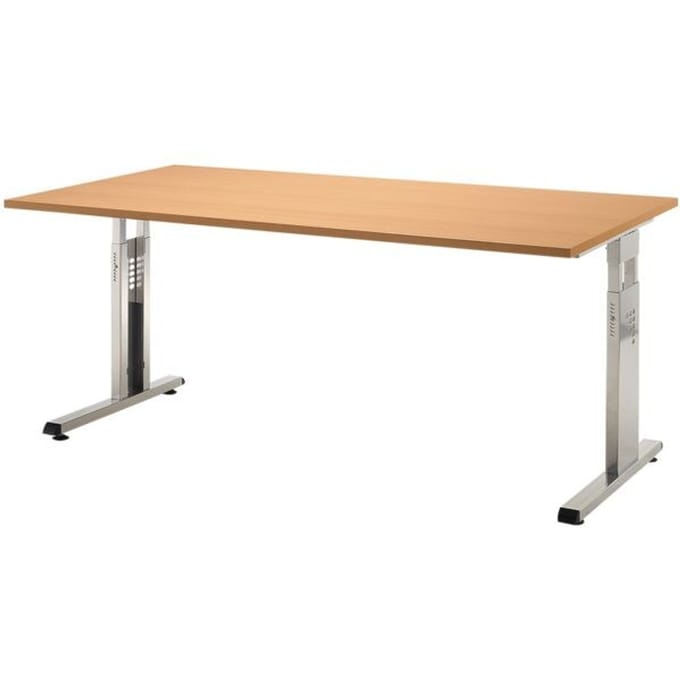 ULM-bureau, C-poot, rechthoekig, B 1600 x D 800 x H 650-850 mm, decor beuken