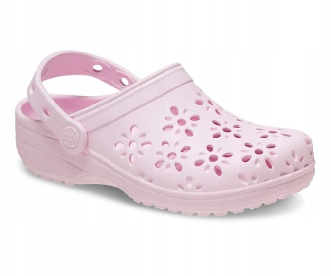 Crocs Classic Floral Cut Out - Kinderen Klompen - 30-31 - Roze Melk